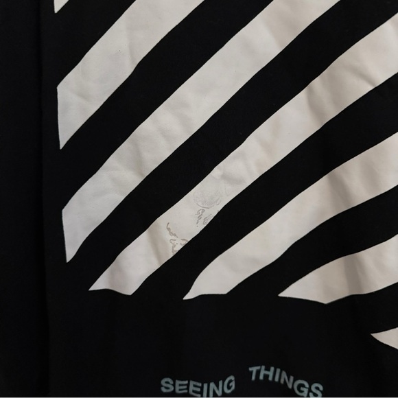 Off-White Seeing Things Hoodie Black Medium Diagonal Stripes Caravaggio Graphic - Picture 7 of 9